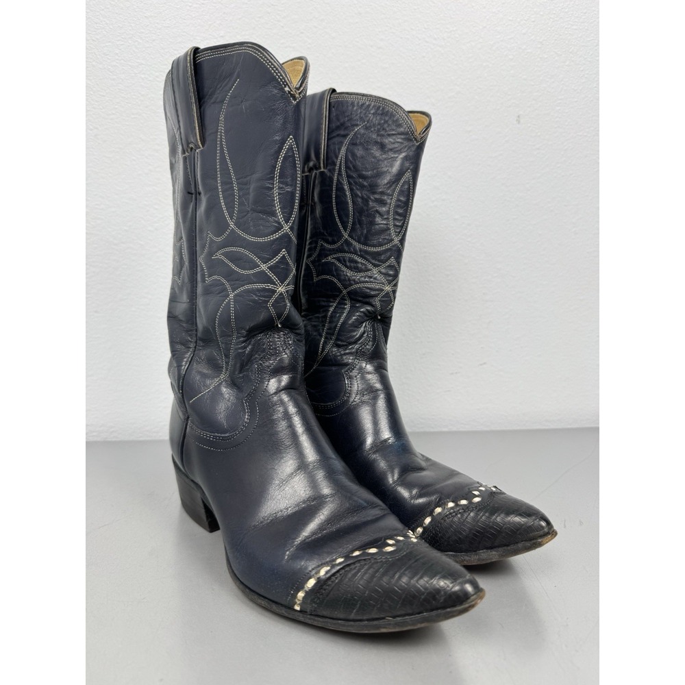 Vintage 90s Justin Cowboy Boots‎ Womens 6 R Brown Leather Lizard Wingtip Western